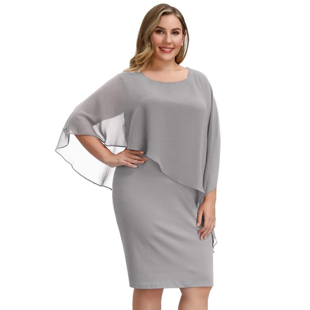 Hanna Nikole Sleeveless Chiffon Cape Bodycon Midi Dress - Size 18W *NWT*